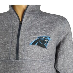 Carolina Panthers Sweater Jacket Size L NFL‎ Football 1/4 Zip Gray Pullover